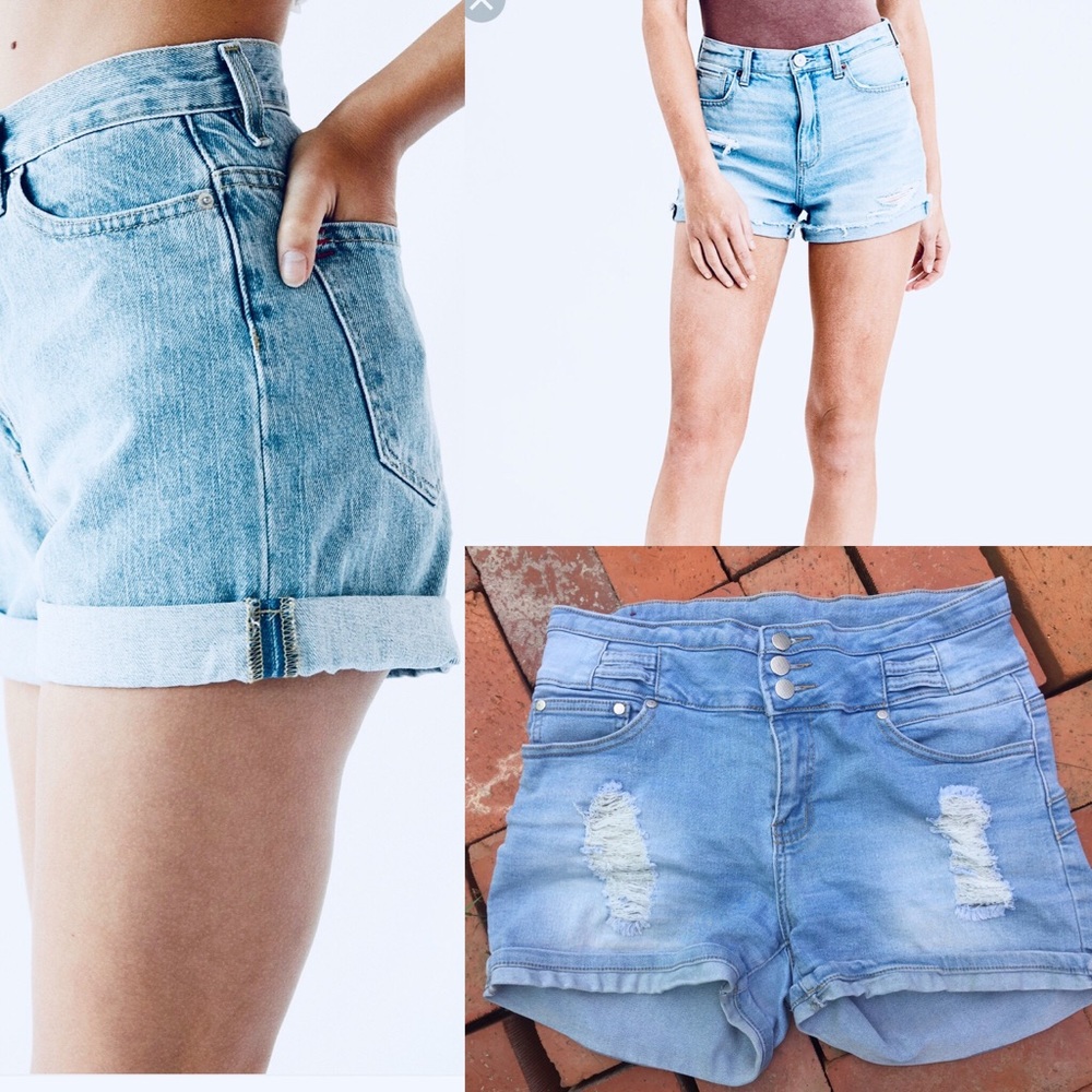 Destroyed Light Wash Wash “MOM” Jean Shorts SZ. 30